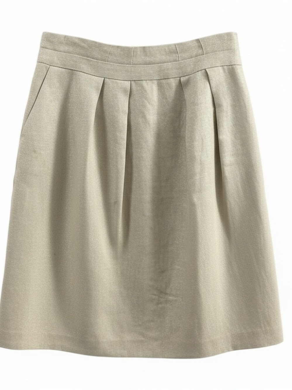 Talbots Gold Flecked Taupe Linen A-Line Skirt with Front Pleats